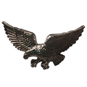 Eagle Lapel Hat Pin 1.75" Silver Tone Metal Patriotic USA Freedom Biker